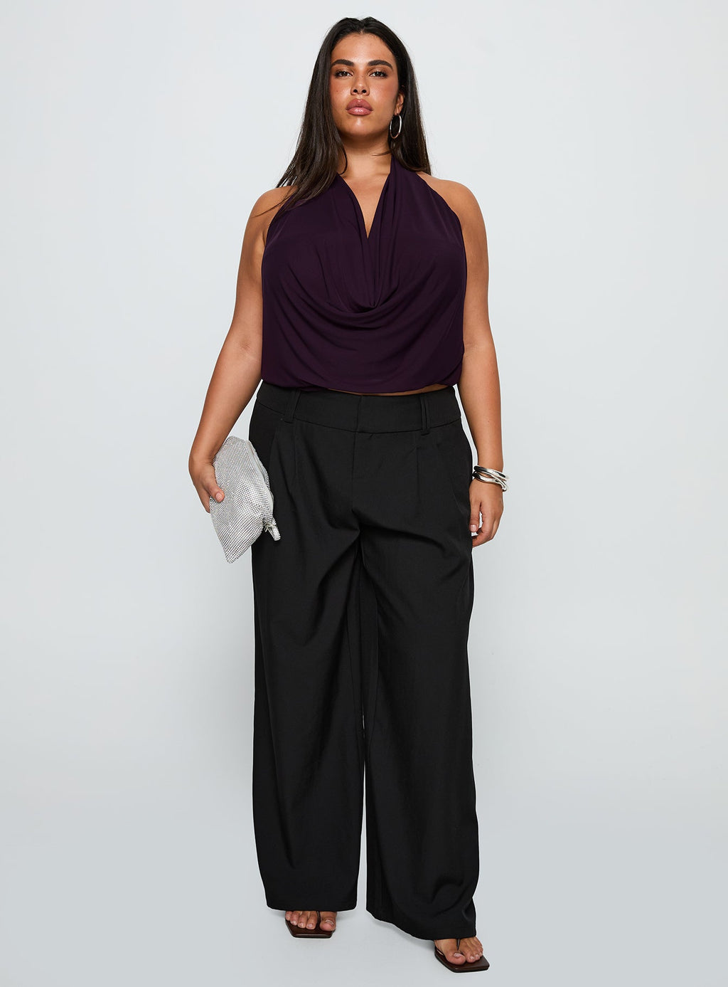 Women's Carefree Days Cowl Neck Top Purple Curve