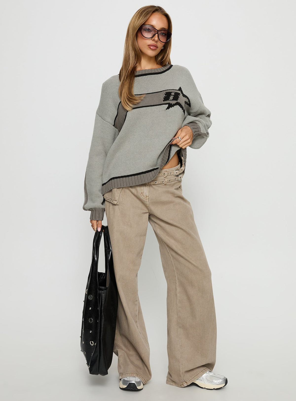 Women's Star Track Graphic Jumper Grey — Sweater