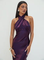 Women's Rosaminta Halter Maxi Dress Plum Petite — Dress