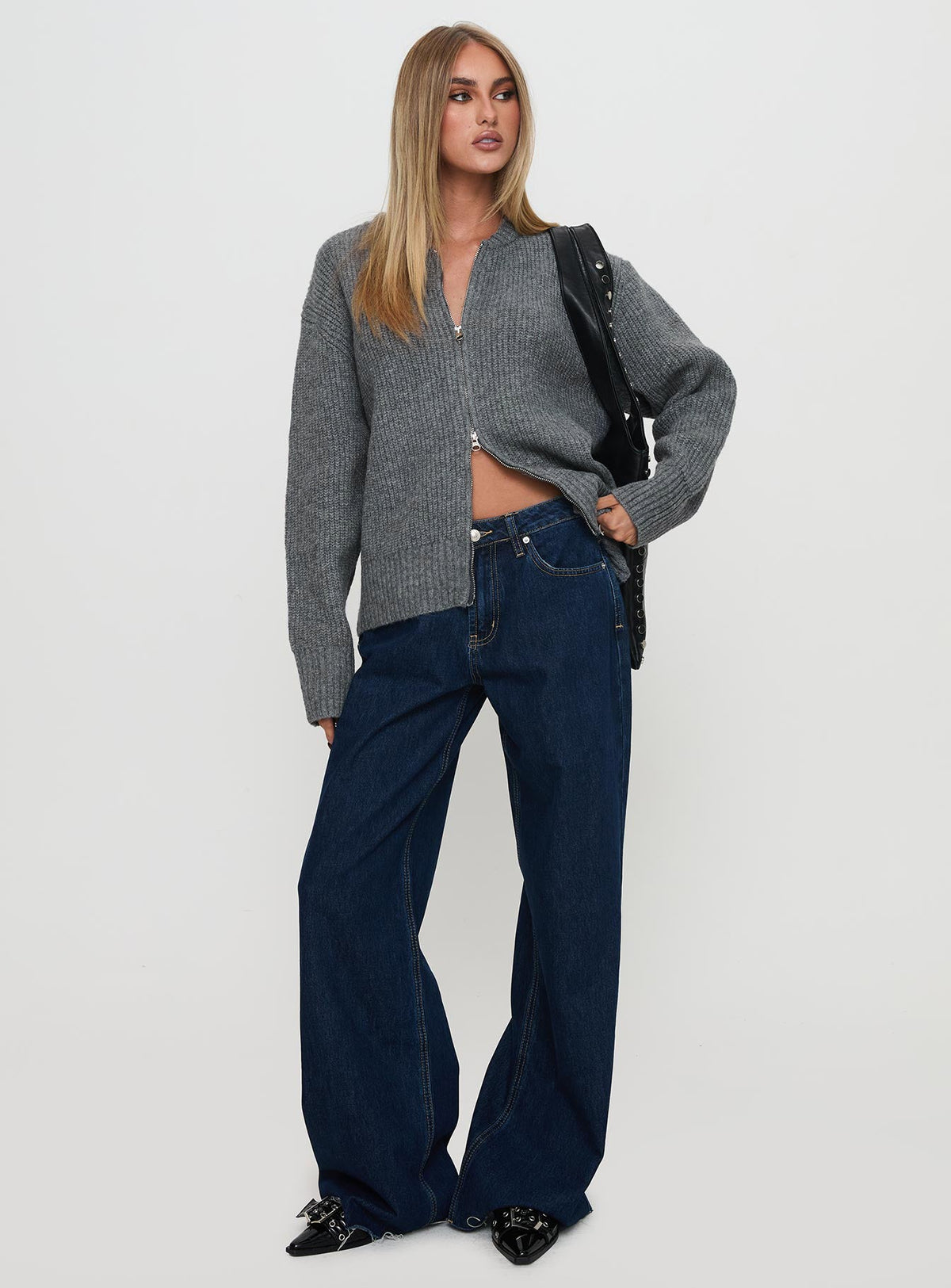 Women's Lexene Zip Through Jumper Grey — Sweater