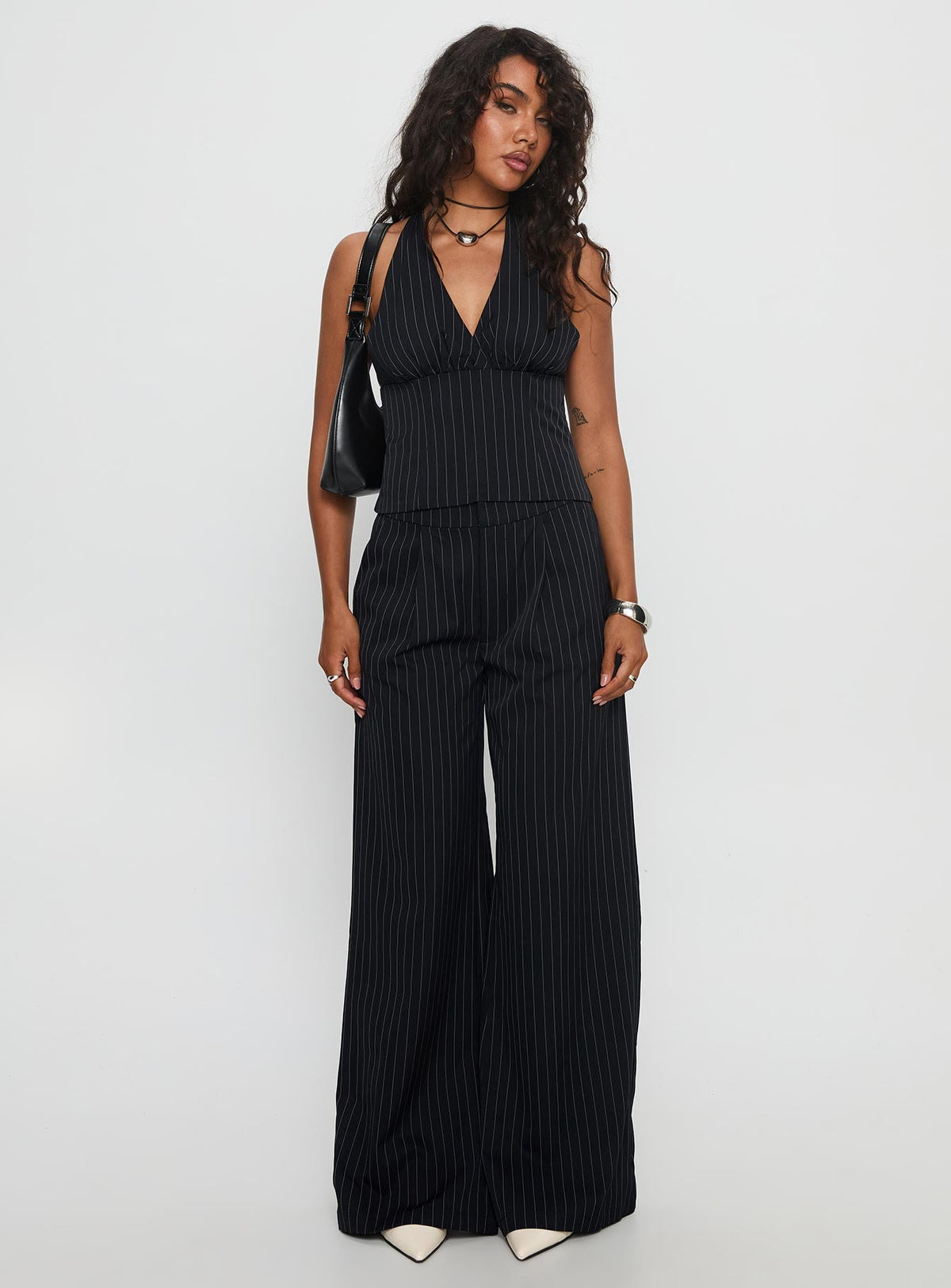 Women's All She Wrote Halter Tailored Set Navy Stripe