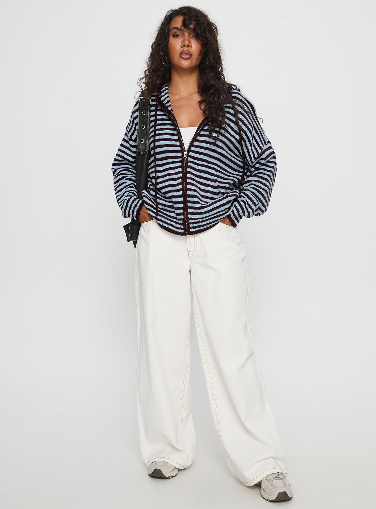 Women's Brienna Zip Jacket Burgundy / Blue Stripe — Sweater