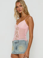Women's Andris Lace Detail Cami Top Pink