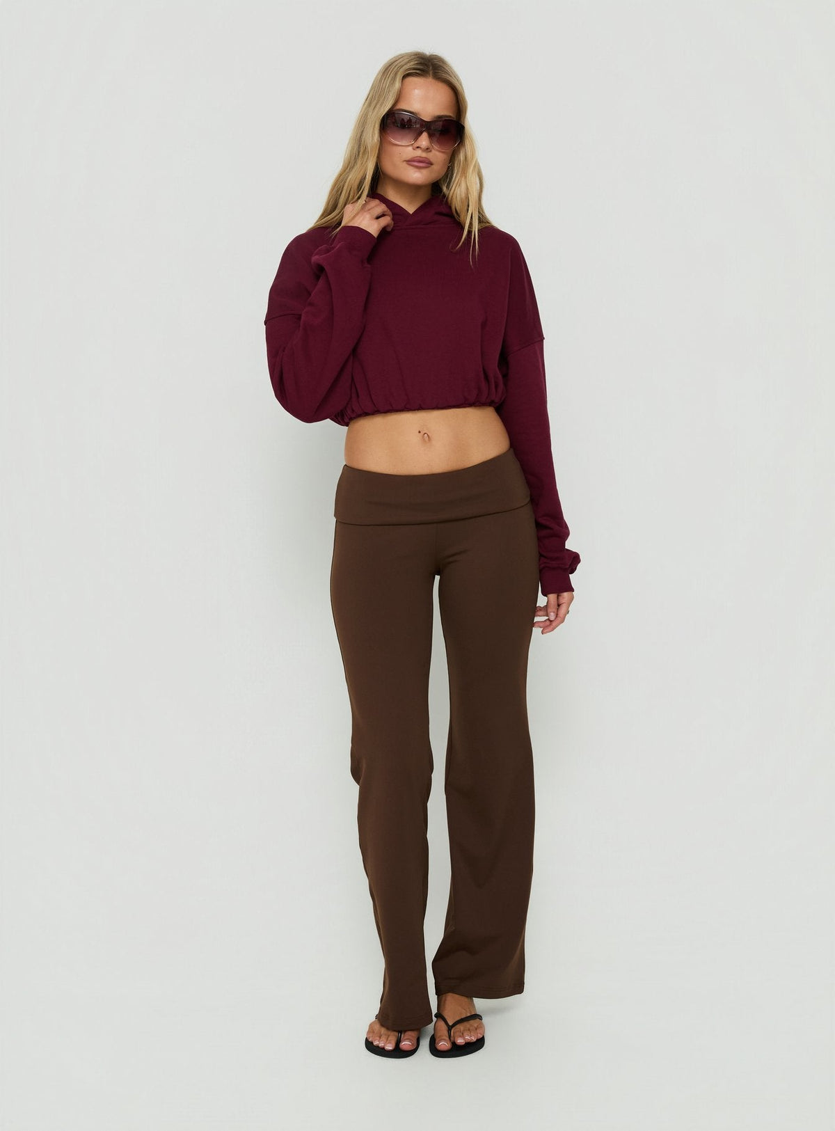 Women's Daily Define Foldover Waist Pants Brown