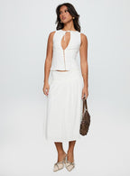 Women's Heart Of Gold Linen Blend Midi Skirt White