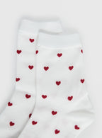 Women's Sweet Heart Socks White / Red