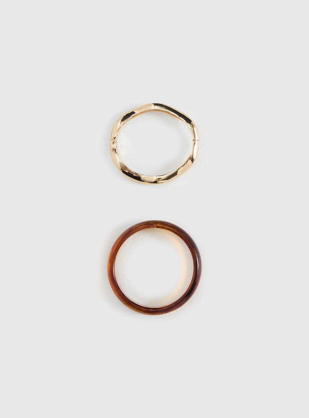 Want Your Love Resin Cuff Set Gold / Brown — Bracelet