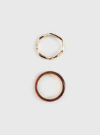 Want Your Love Resin Cuff Set Gold / Brown — Bracelet