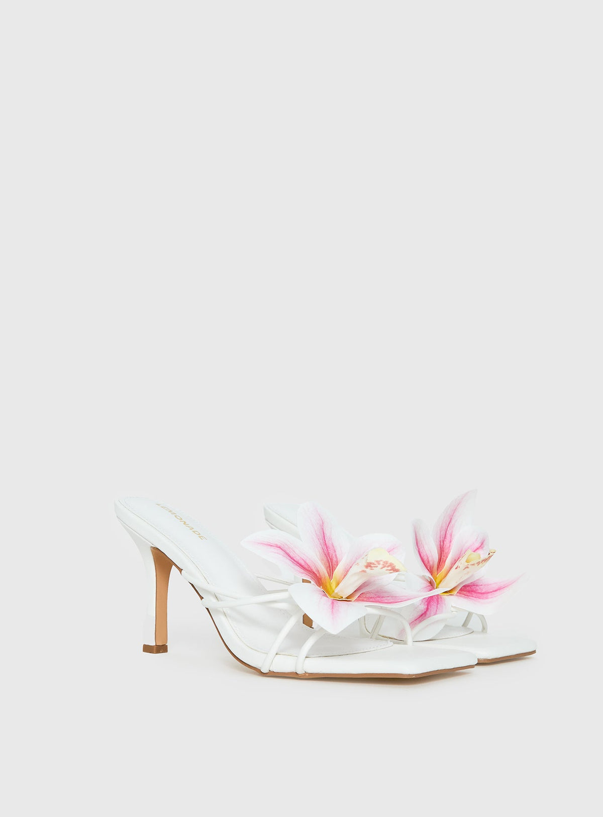 Women's Exotic Etty Floral Detail Heels White