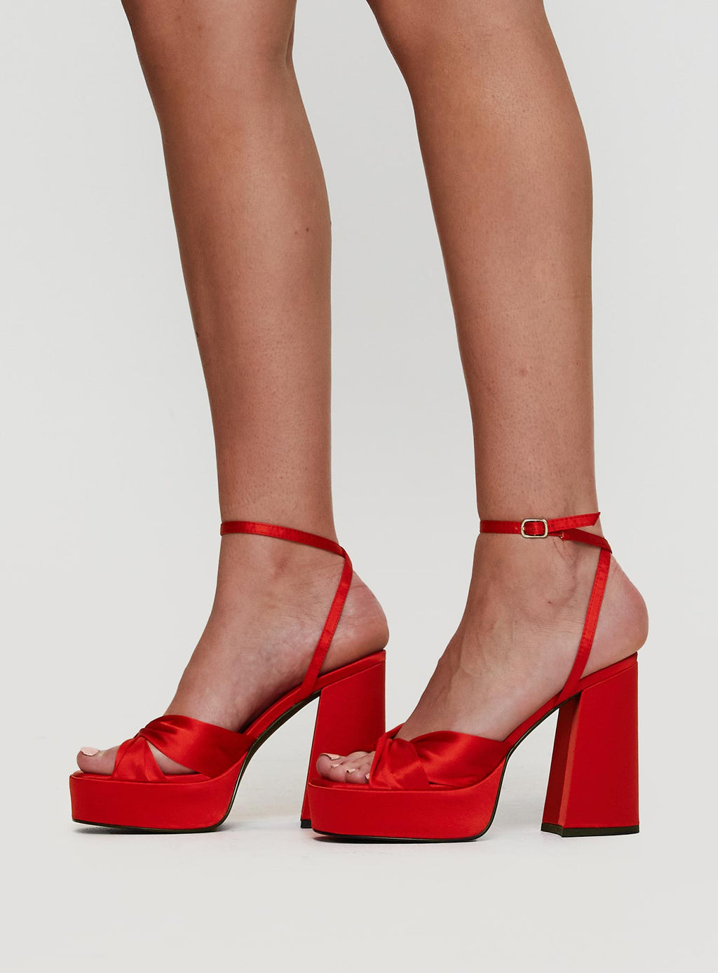 Women's Everlasting Satin Platform Heels Red