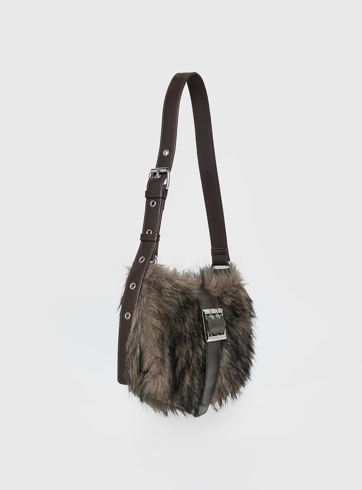 Elliot Faux Fur Shoulder Bag Brown