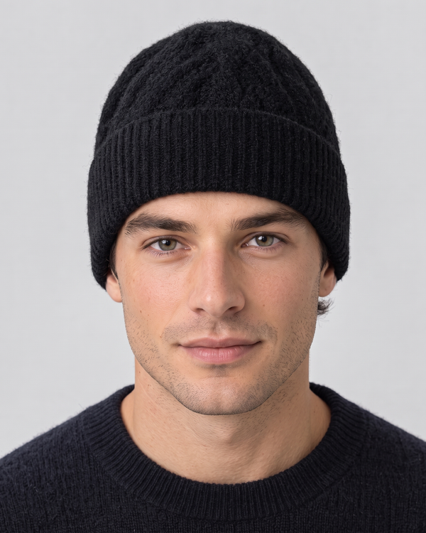 Men's Thick-Knit Cashmere Beanie — hero [WB final 4:5 4]