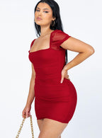 Women's Charvi Mini Dress Burgundy — Dress