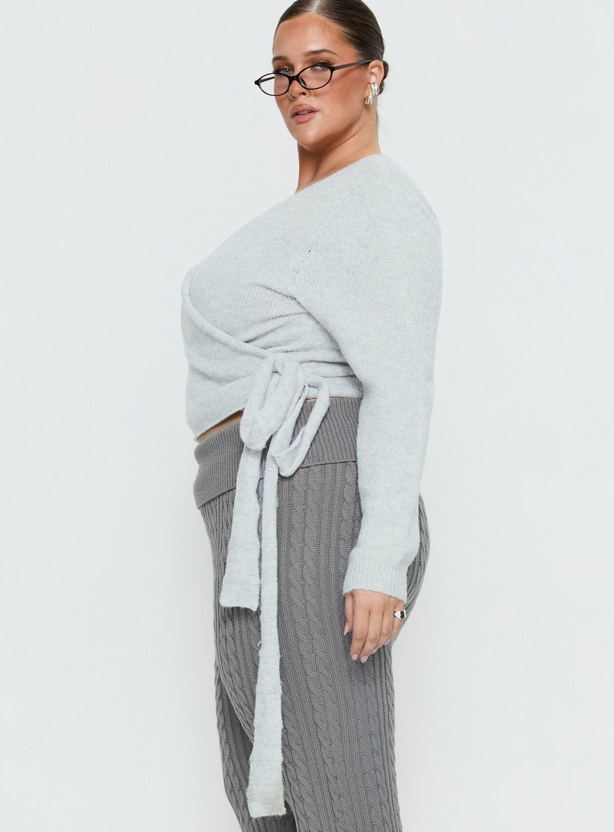 Women's Tonee Wrap Knit Cardigan Grey Curve — Sweater