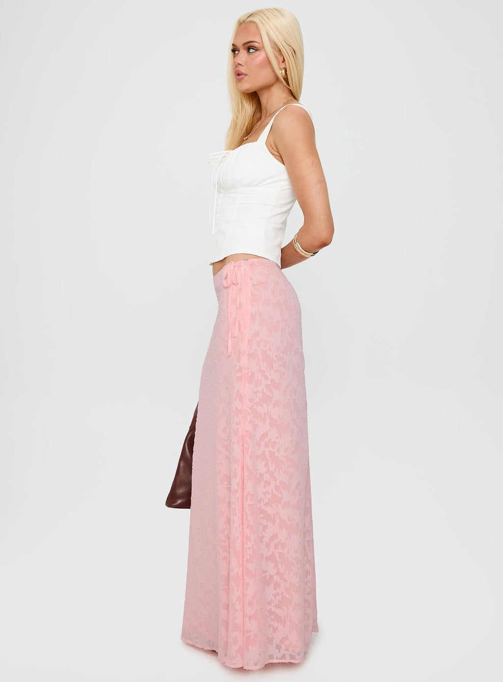 Women's Youthful Spirit Lace Maxi Skirt Pink