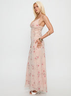 Women's Rheina Lace Maxi Dress Pink Floral — Dress