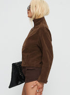 Women's Jessalynn Faux Suede Zip Through Jacket Brown