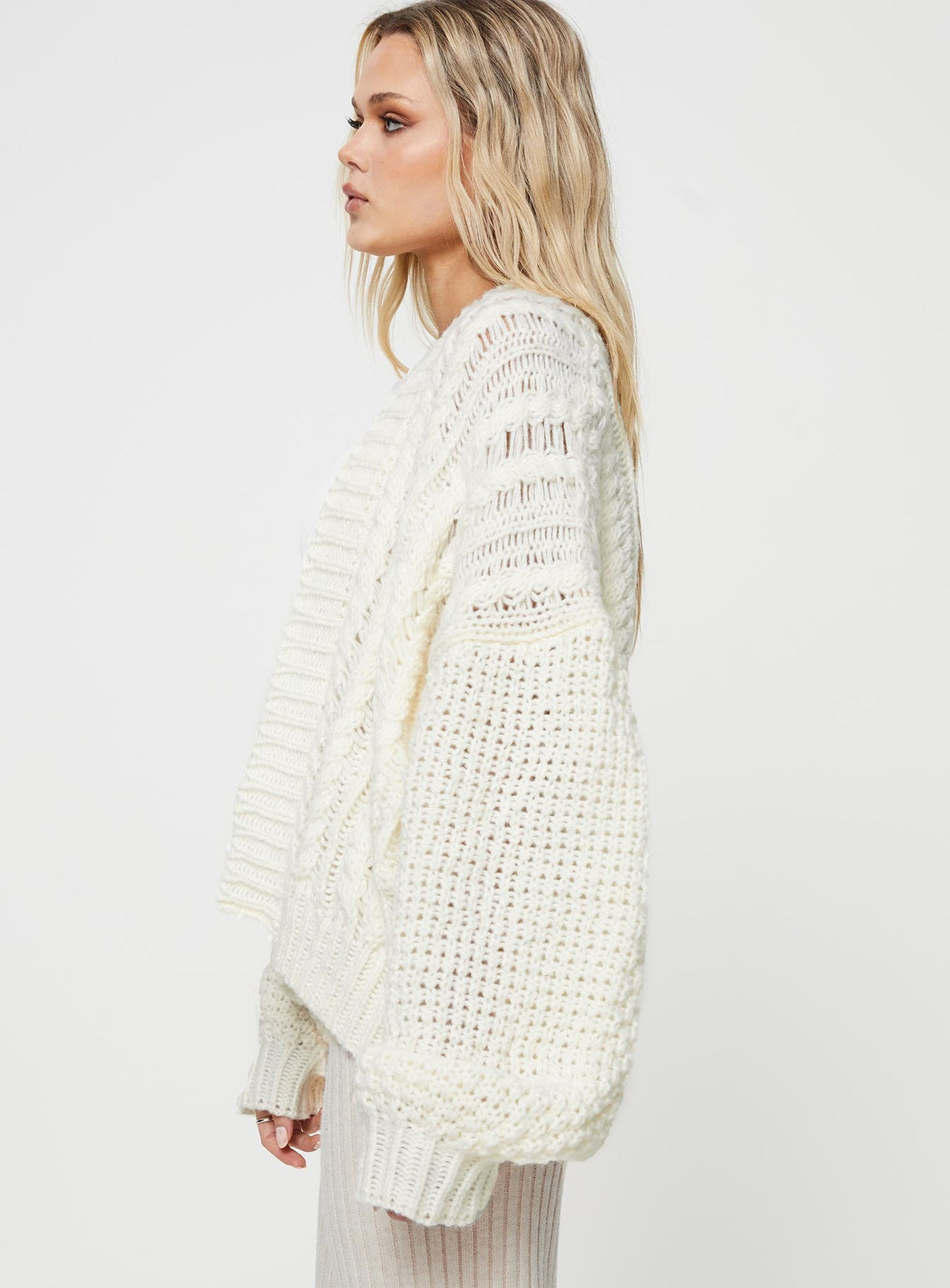 Women's Abner Cable Cardigan Cream — Sweater