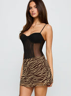 Women's Feed The Soul Mini Skirt Brown / Zebra