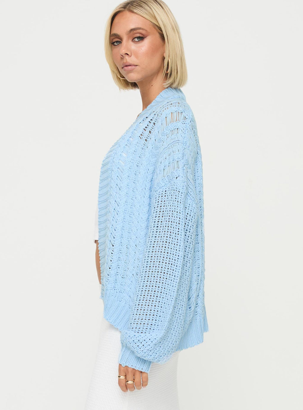 Women's Abner Cable Cardigan Blue — Sweater