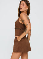 Women's Way Back In Faux Suede Mini Dress Brown — Dress