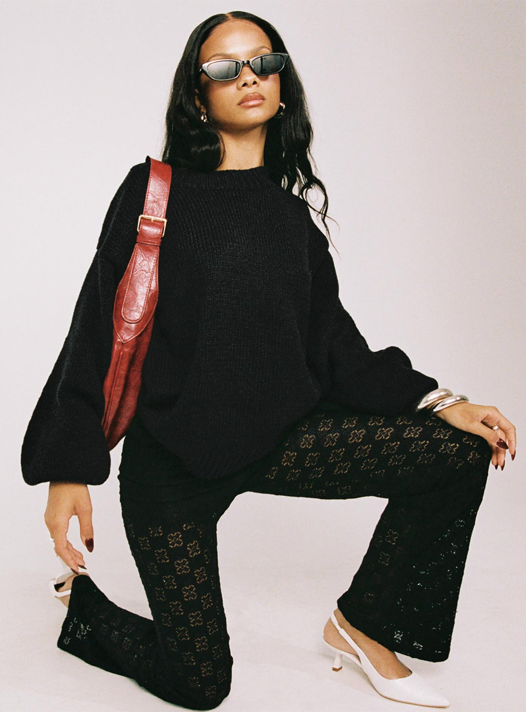 Women's Harmony Balloon Sleeve Knit Sweater Black