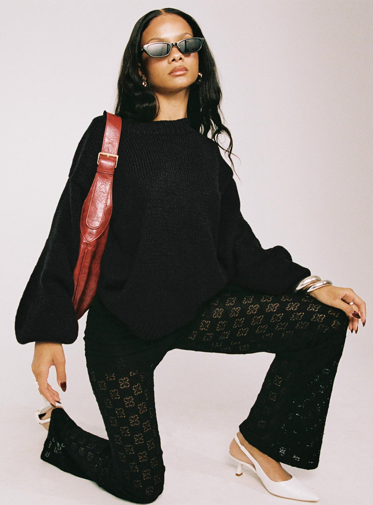 Women's Harmony Balloon Sleeve Knit Sweater Black
