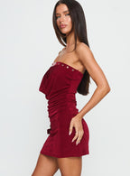 Women's Dream About Me Strapless Buckle Mini Dress Red — Dress