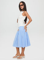 Women's Raelan Tiered Midi Skirt Blue Stripe