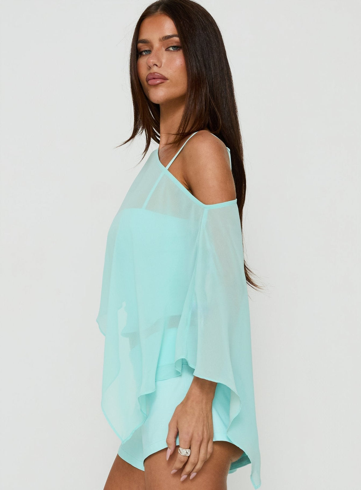 Women's Senzo Chiffon Poncho Top Blue