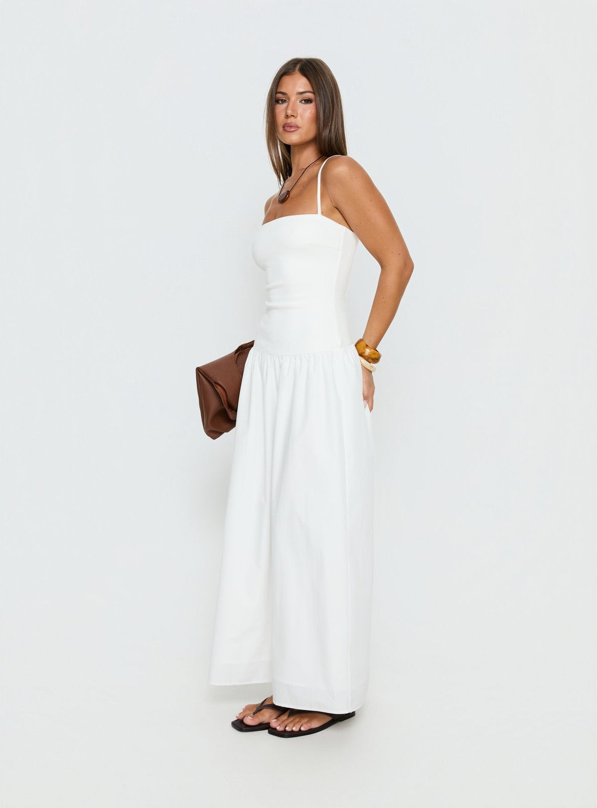 Women's Erroll Drop Waist Knit Maxi Dress White — Dress