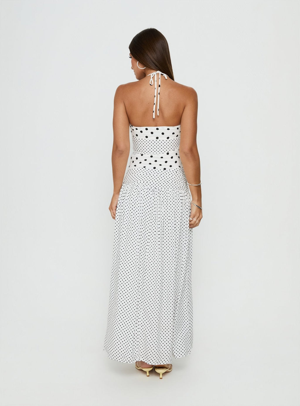 Women's Marguerite Halter Maxi Dress White Polka Petite — Dress