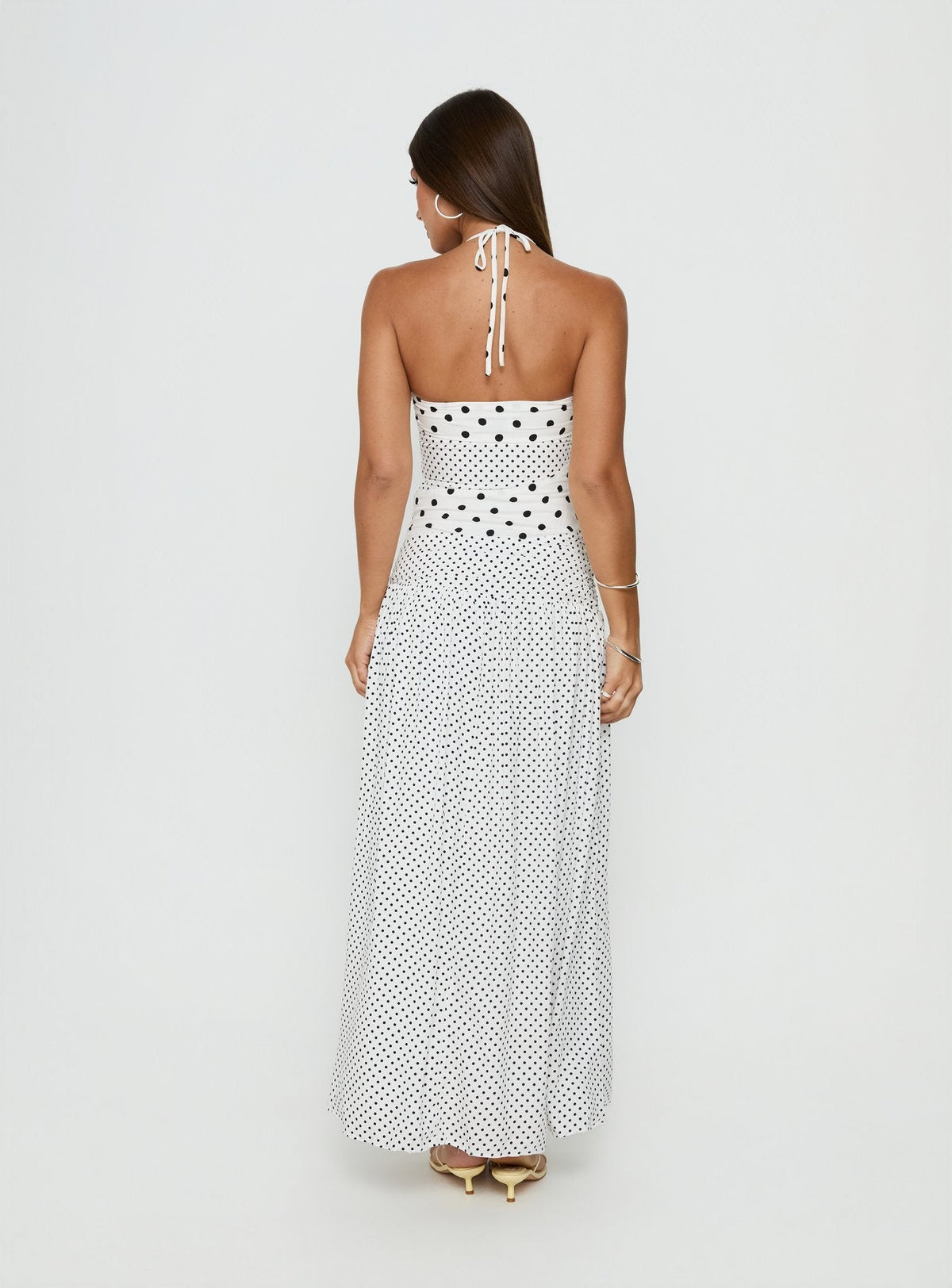 Women's Marguerite Halter Maxi Dress White Polka Petite — Dress