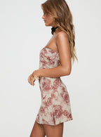 Women's Irena Strapless Mini Dress Rose Floral — Dress