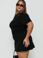 Women's Avriana Off Shoulder T-Shirt Mini Dress Black Curve — Dress