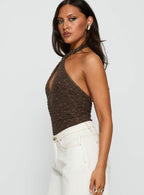 Women's Libbey Hardware Detail Textured Bodysuit Brown