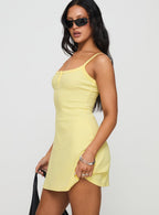 Women's Baseline Rib Mini Dress Yellow — Dress