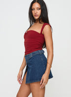 Women's Wait Up Denim Wrap Mini Skirt Mid Wash Tall