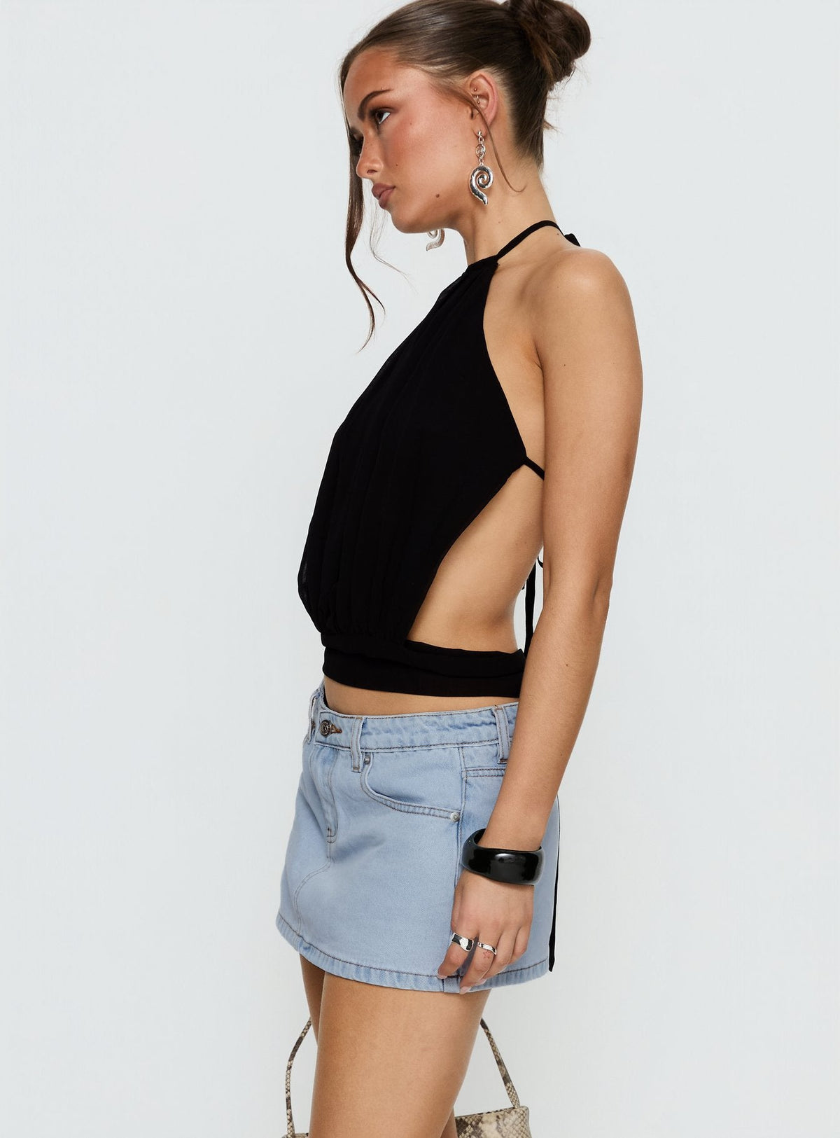 Women's Emira Backless Tie Neck Top Black