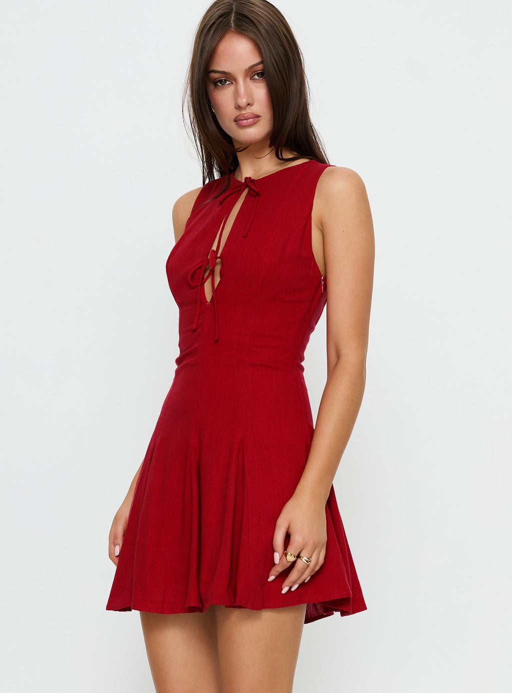 Women's Aeryn Tie Front Mini Dress Red — Dress