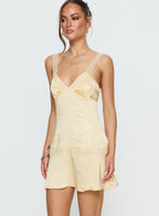 Women's Sybelle Lace Drop Waist Mini Dress Yellow — Dress