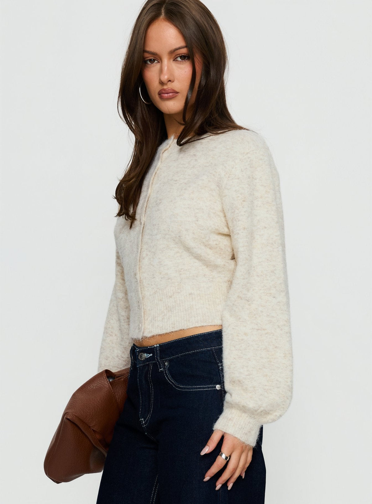 Women's Dawsen Button Down Cardigan Cream — Sweater