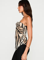 Women's I Wonder Strapless Cut Out Top Tiger