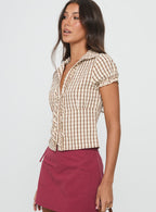 Women's Arla Blouse Brown Check
