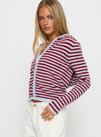 Women's Superstars Zip Through Hoodie Blue / Red Stripe — Sweater