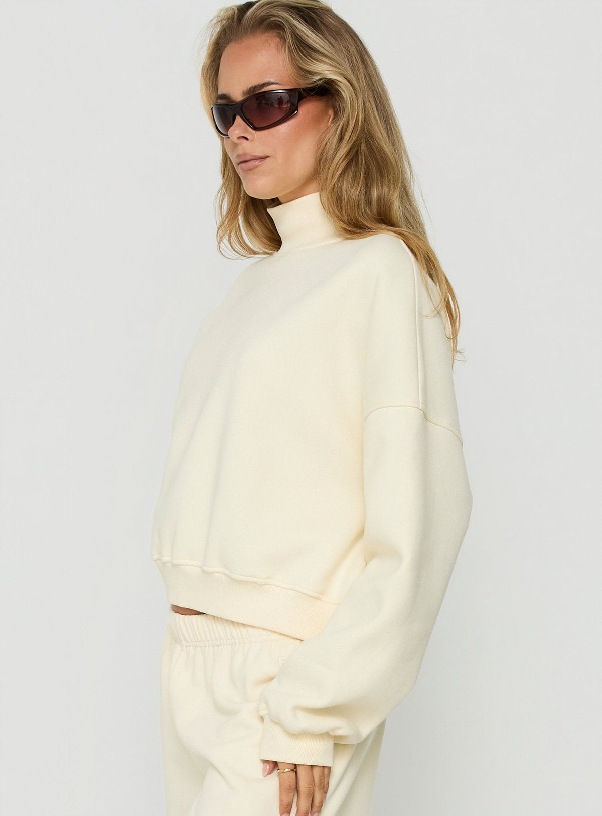 Women's Anyya Funnel Neck Crew Jumper Cream — Sweater