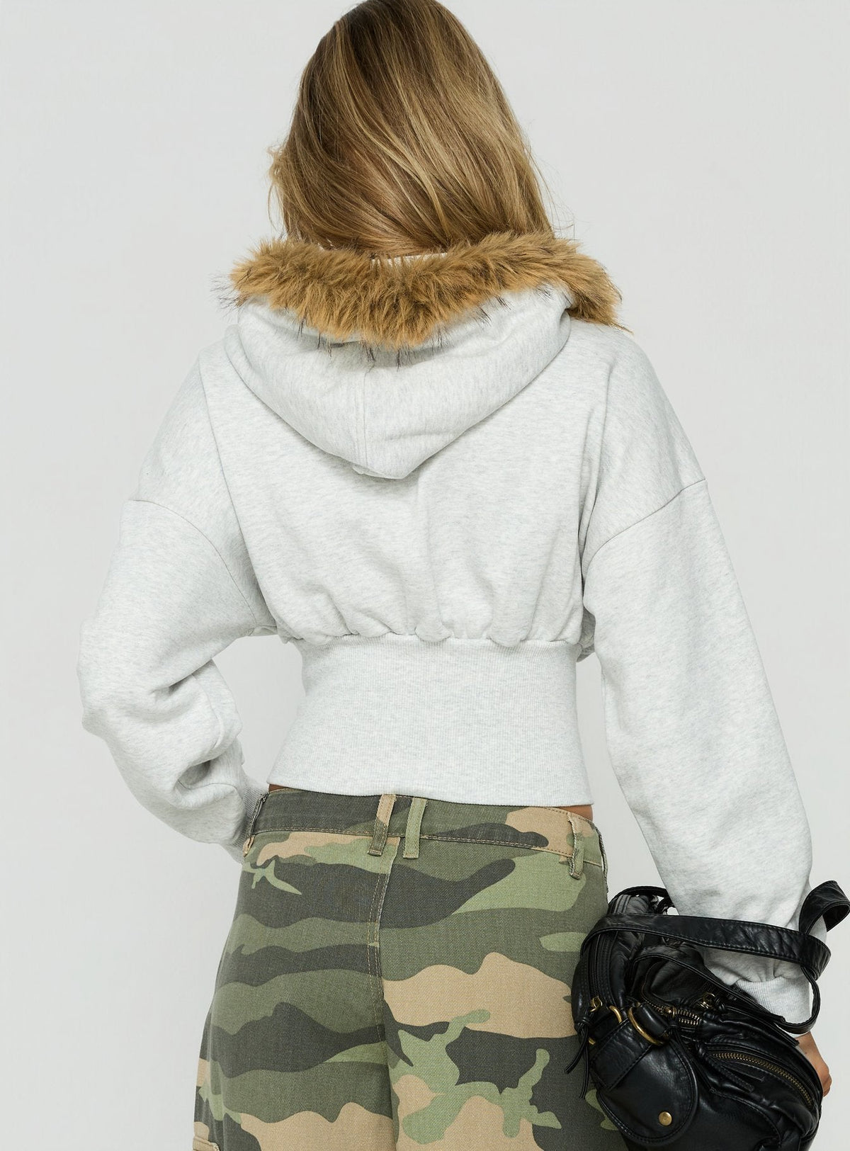 Women's Ramonda Faux Fur Hooded Jumper Grey Marle — Sweater