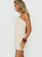 Women's Antonie Strapless Textured Mini Dress Cream — Dress