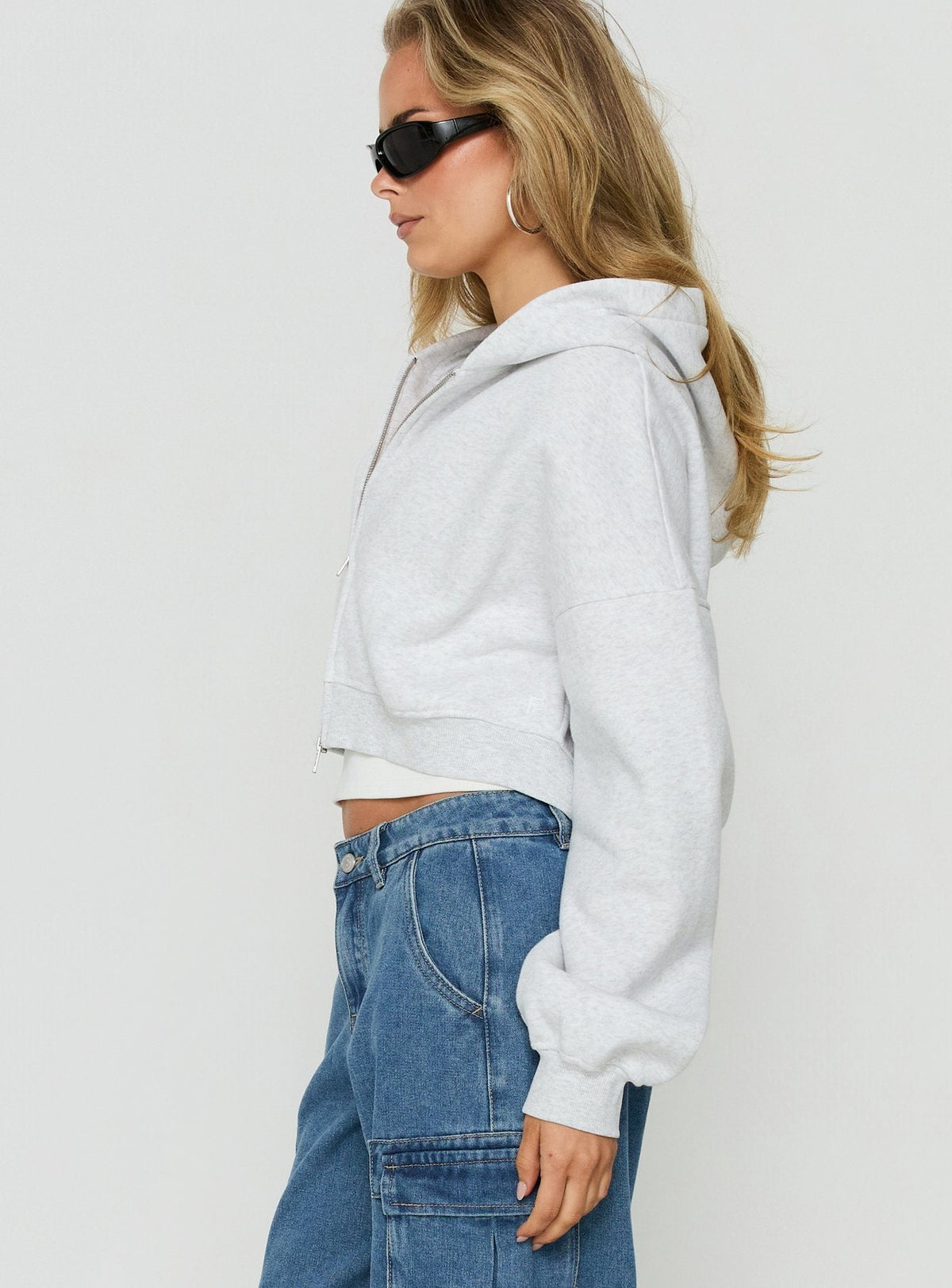 Women's Zellah Double Ended Zipper Hoodie Grey Marle — Sweater