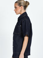 Women's Whitaker Short Sleeve Shacket Dark Denim — Jacket